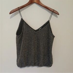 Express Sparkle Camisole Cami Size XS Black & Silver Clubwear Disco Tank Top